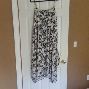 GAP Navy and Cream Asymmetrical A-Line Maxi Dress